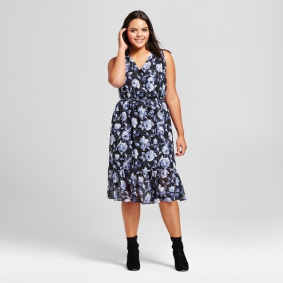 A New Day Dresses & Skirts - NEW A New Day Blue Floral Print Midi Dress [D2]